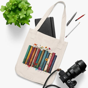 Organic Books and Flowers Tote Bag - Natures Bliss - Dipaliz - Bags