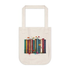 Bold Books and Flowers Canvas Tote Bag - Organic Cotton - Dipaliz - Bags