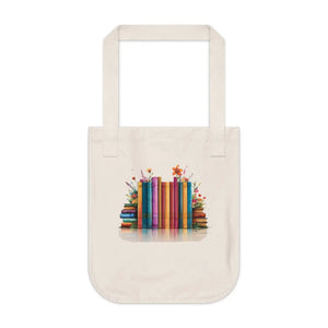 Organic Books with Flowers Canvas Tote Bag - Dipaliz - Bags