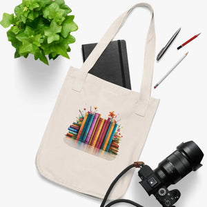 Organic Books with Flowers Canvas Tote Bag - Dipaliz - Bags