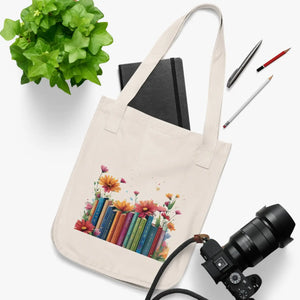 Nature Inspired Organic Canvas Tote - Floral Books - Dipaliz - Bags