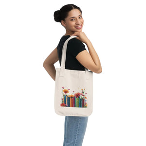 Nature Inspired Organic Canvas Tote - Floral Books - Dipaliz - Bags