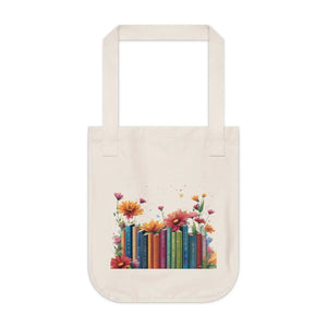 Nature Inspired Organic Canvas Tote - Floral Books - Dipaliz - Bags