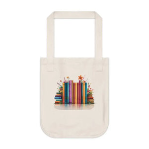 Canvas Tote Bag Books with Flowers Organic Style Dipaliz - one Size / Natural - Bags