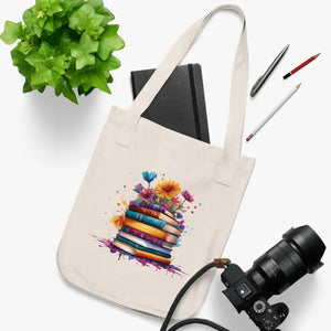 Canvas Tote Bag - Eco Friendly Book Lover Floral Design - Dipaliz - one Size / Natural - Bags