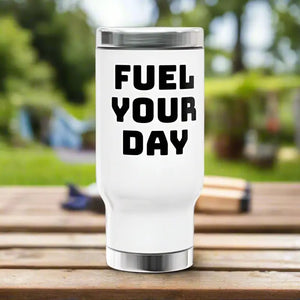 Stainless Steel Travel Mug 14oz Glossy White Enamel - Dipaliz - Canteens