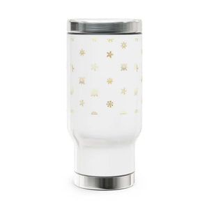14oz Travel Mug - Glossy White Enamel Hot Cold - Dipaliz - Tumblers