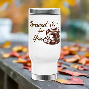 Steel Travel Mug - Glossy White Enamel for Outdoor Adventures - Dipaliz - 14oz - Mugs