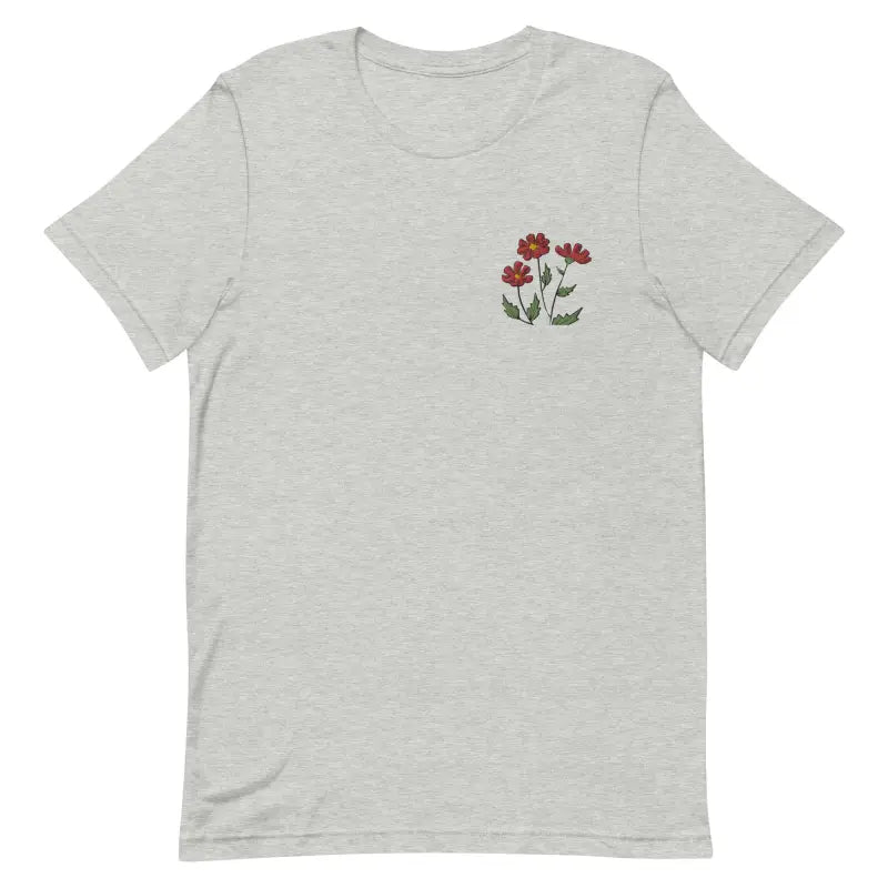 Blossom with Dipaliz’s Flower Embroidered Unisex Cotton Tee - Athletic Heather / Xs T-shirt