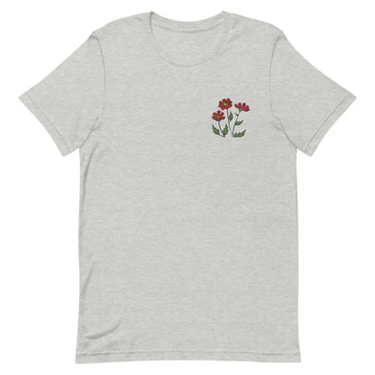 Blossom with Dipaliz’s Flower Embroidered Unisex Cotton Tee - Athletic Heather / Xs T-shirt