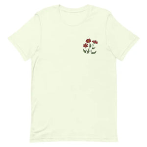 Flower Embroidered Unisex t Shirt Cotton Tee - Dipaliz - T-shirts