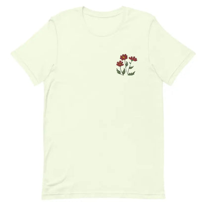 Blossom with Dipaliz’s Flower Embroidered Unisex Cotton Tee - Citron / Xs T-shirt