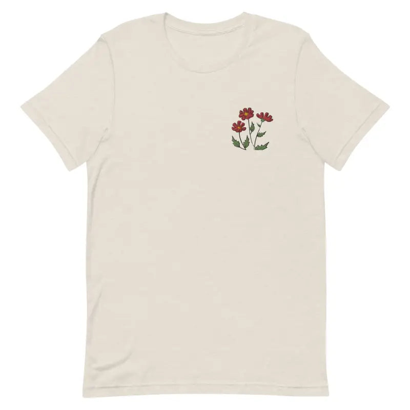 Blossom with Dipaliz’s Flower Embroidered Unisex Cotton Tee - Heather Dust / s T-shirt