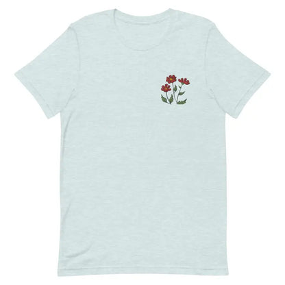 Blossom with Dipaliz’s Flower Embroidered Unisex Cotton Tee - Heather Prism Ice Blue / Xs T-shirt