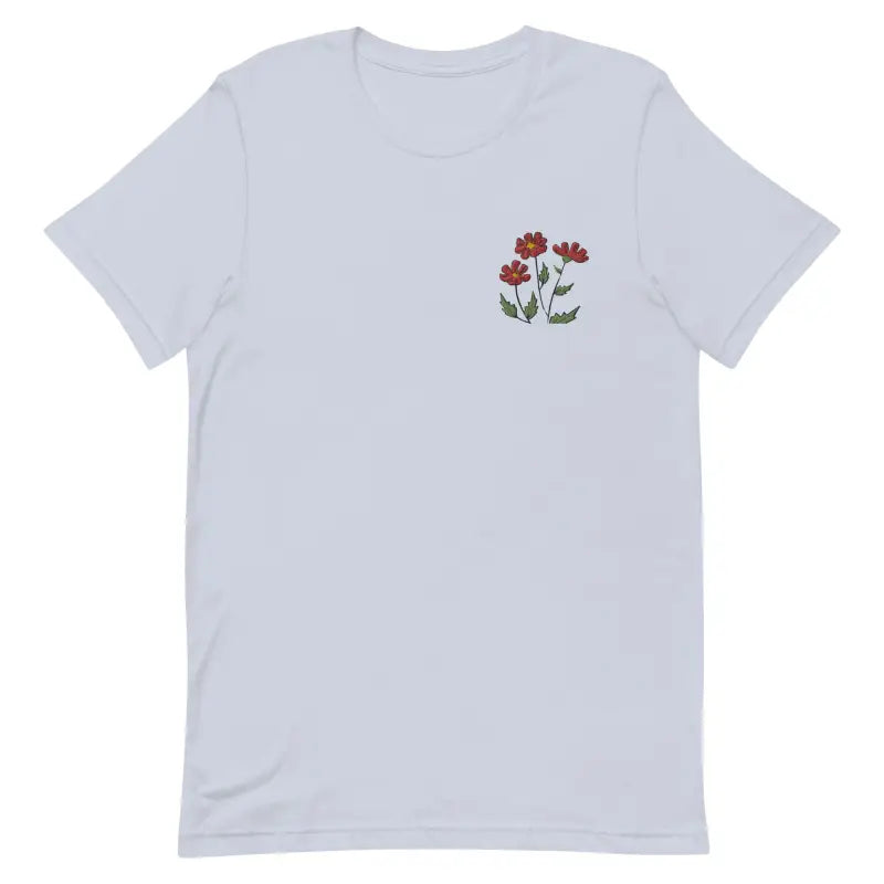 Blossom with Dipaliz’s Flower Embroidered Unisex Cotton Tee - Light Blue / Xs T-shirt