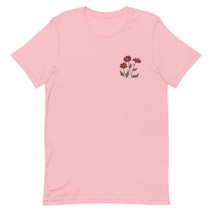 Flower Embroidered Unisex t Shirt Cotton Tee - Dipaliz - T-shirts