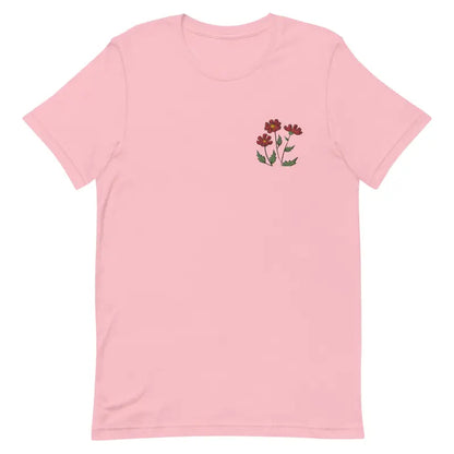 Blossom with Dipaliz’s Flower Embroidered Unisex Cotton Tee - Pink / s T-shirt