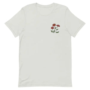 Flower Embroidered Unisex t Shirt Cotton Tee - Dipaliz - T-shirts