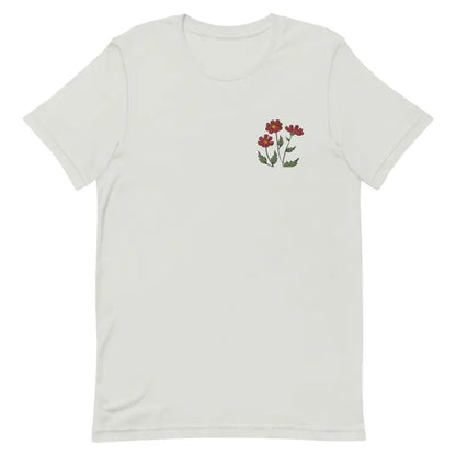 Blossom with Dipaliz’s Flower Embroidered Unisex Cotton Tee - Silver / s T-shirt