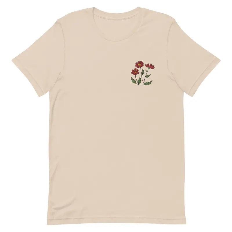 Blossom with Dipaliz’s Flower Embroidered Unisex Cotton Tee - Soft Cream / Xs T-shirt