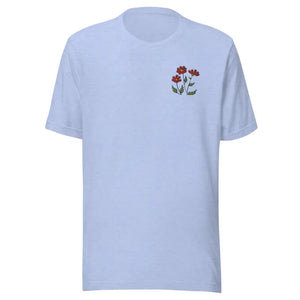 Flower Embroidered Unisex t Shirt Cotton Tee - Dipaliz - T-shirts