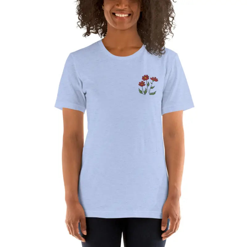 Blossom with Dipaliz’s Flower Embroidered Unisex Cotton Tee - T-shirt