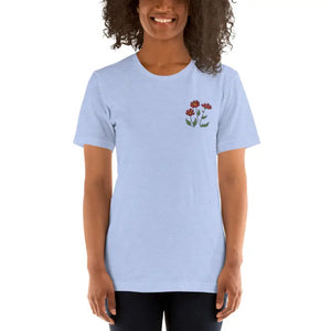 Flower Embroidered Unisex t Shirt Cotton Tee - Dipaliz - T-shirts