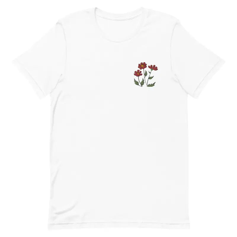 Blossom with Dipaliz’s Flower Embroidered Unisex Cotton Tee - White / Xs T-shirt