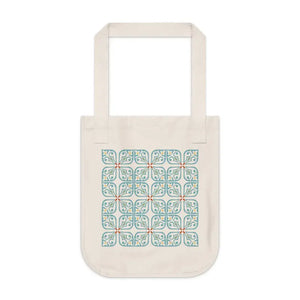 Cyan Geometric Canvas Tote Bag Eco Friendly Vibrant Style Dipaliz - Bags