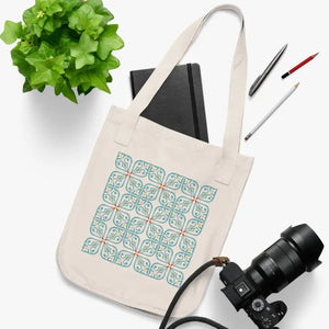 Cyan Geometric Canvas Tote Bag Eco Friendly Vibrant Style Dipaliz - Bags