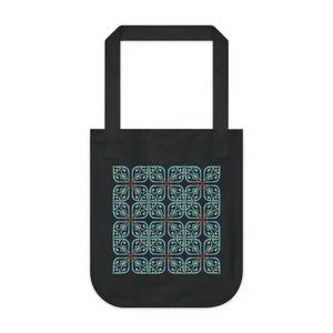 Cyan Geometric Canvas Tote Bag Eco Friendly Vibrant Style Dipaliz - Bags