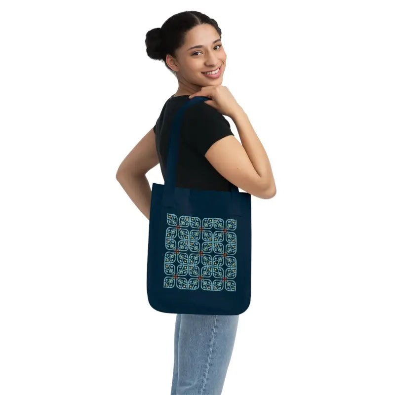 Turn Heads with a Cyan Geometric Canvas Tote Bag! - one Size / Navy Bags