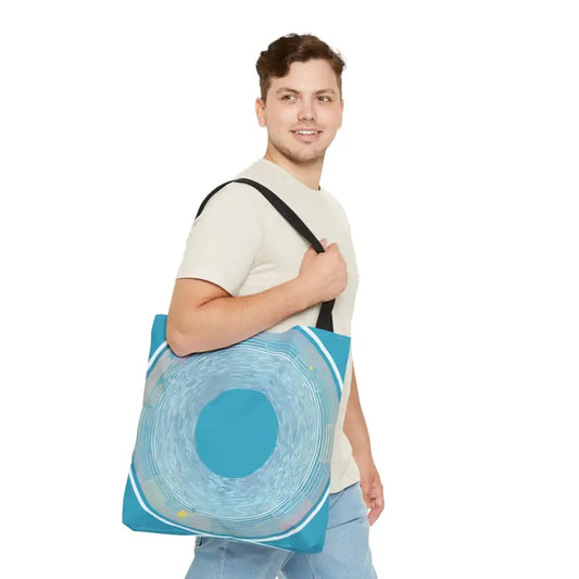 Turn Heads with the Blue Circular Pattern Tote Bag! - Large Bags