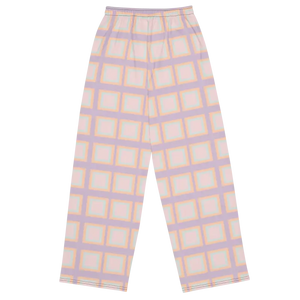 Wide Leg Pants Pink Squares Statement Style - Dipaliz