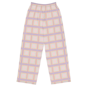 Wide Leg Pants Pink Squares Statement Style - Dipaliz