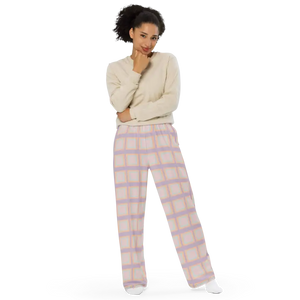 Wide Leg Pants Pink Squares Statement Style - Dipaliz