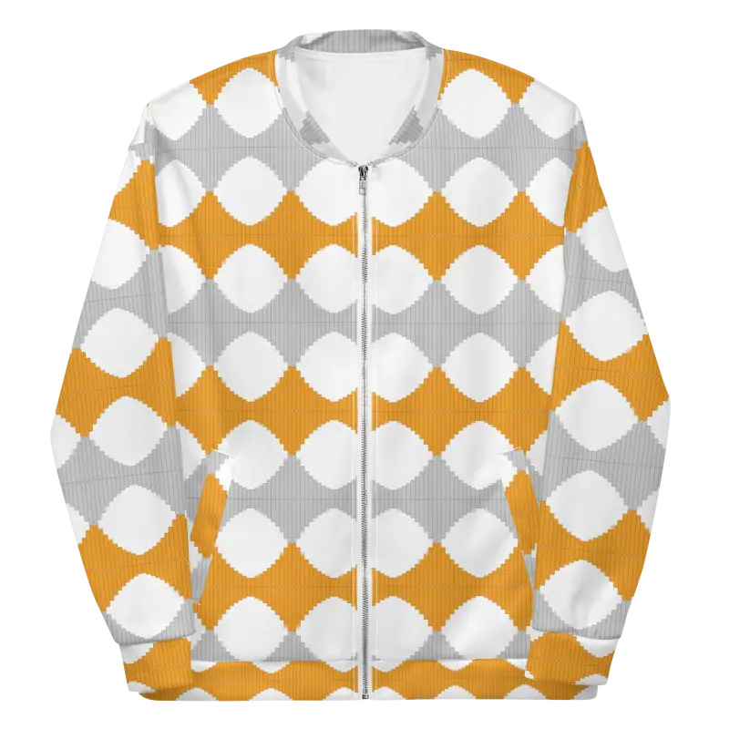 Turn Heads in a Unisex Yellow Pattern Bomber Jacket - Clothing