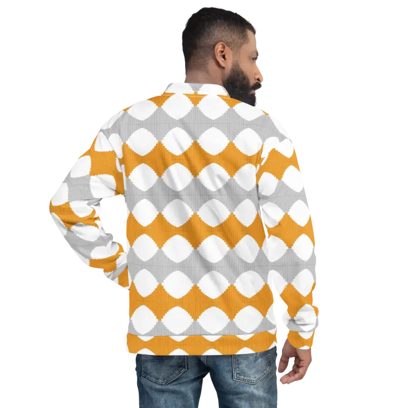 Turn Heads in a Unisex Yellow Pattern Bomber Jacket - Clothing