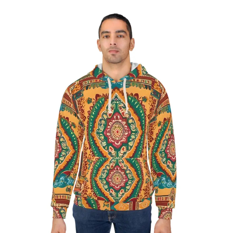 Vibrant Indian Pattern Pullover Hoodie: Stand out in Style - All Over Prints