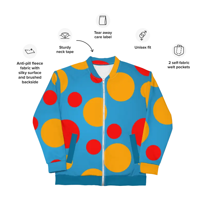 Stand out with the Colorful Polka Dot Bomber Jacket - Clothing