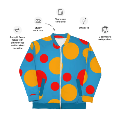 Stand out with the Colorful Polka Dot Bomber Jacket - Clothing