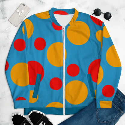 Stand out with the Colorful Polka Dot Bomber Jacket - Clothing