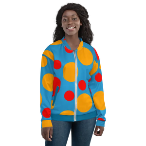 Bomber Jacket Large Colorful Polka Dots Statement Style - Dipaliz - Xs - Jackets