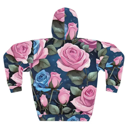 Turn Heads with Roses in Blue Aop Unisex Pullover Hoodie - All Over Prints