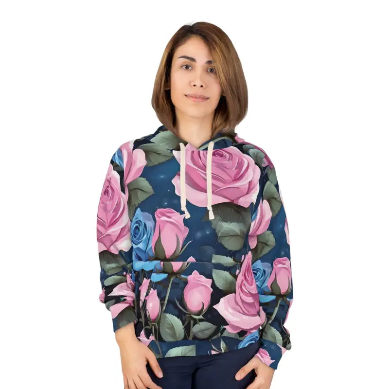 Turn Heads with Roses in Blue Aop Unisex Pullover Hoodie - Xs All Over Prints