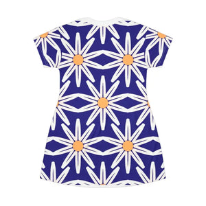 Blue Dress with White Flowers Effortless Style Dipaliz - Dresses