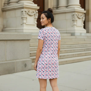 Star Print T-shirt Dress, Red & Navy Patriotic All-over-print - Dresses