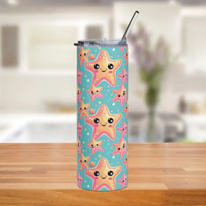 Starfish Pattern Tumblers 20oz with Color-matching Straw - Dipaliz - White