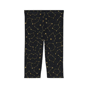 Starry Sky Capri Leggings - Constellation Design Activewear - Dipaliz