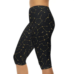 Starry Sky Capri Leggings - Constellation Design Activewear - Dipaliz